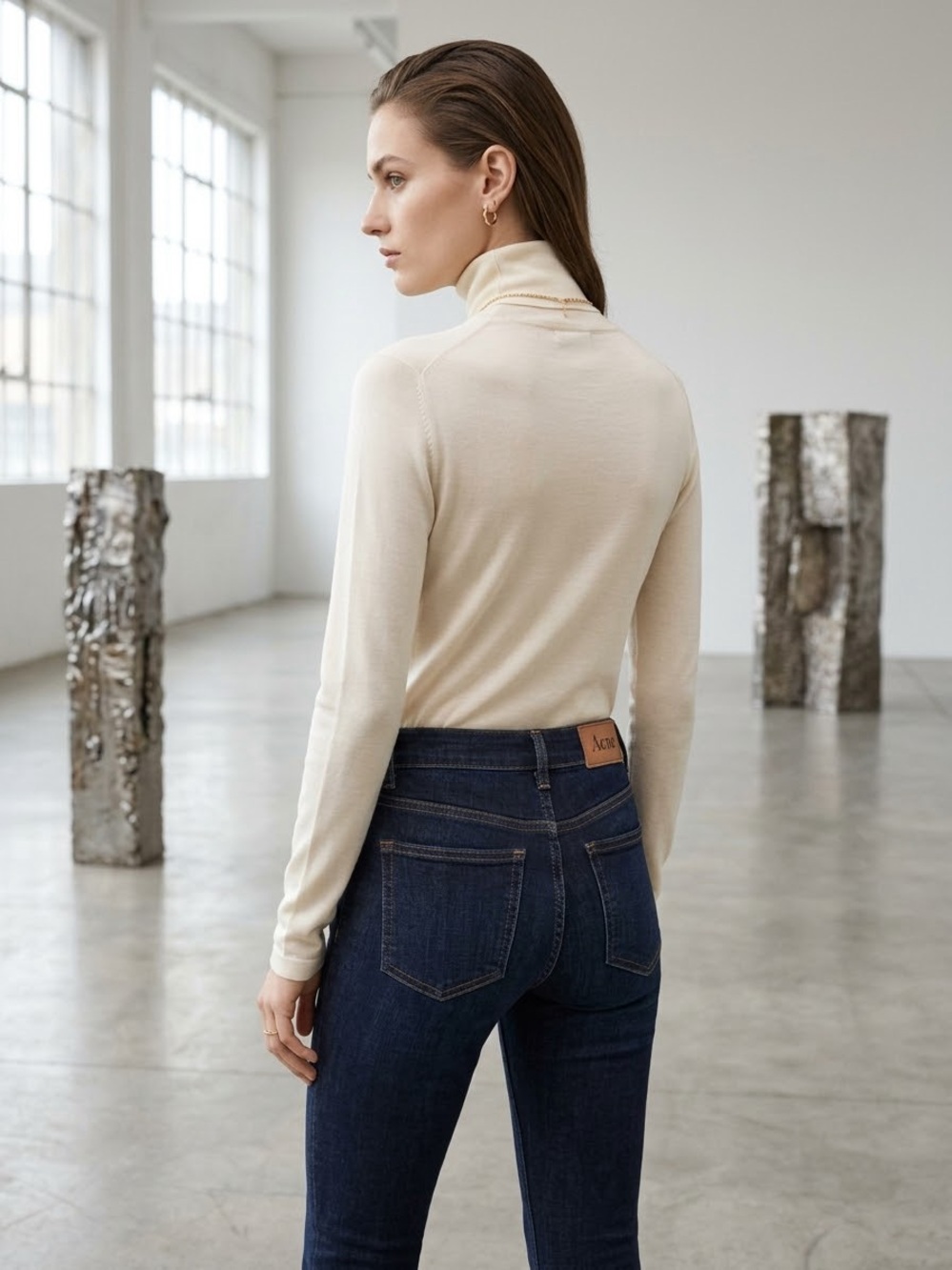 Acne Studios Kex Soft Raw Dark Denim Skinny Jeans Sz 32/34 (Fits US 6 )